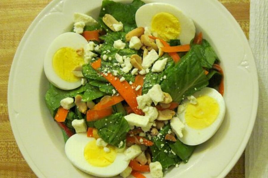 Meatless Monday Mustard greens salad, with blackeyed peas